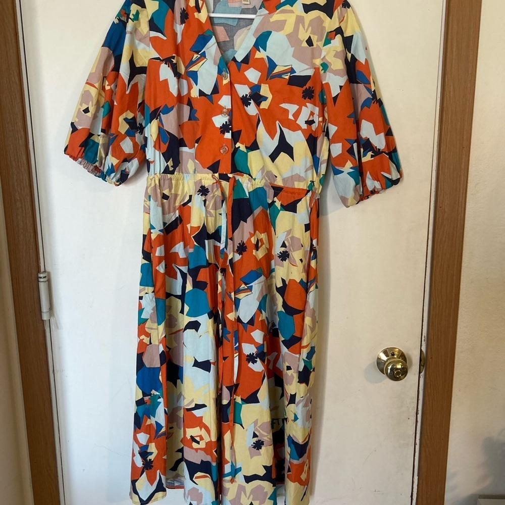 52seven Floral Multicolor Drawstring Waist Dress With Pockets Size 2